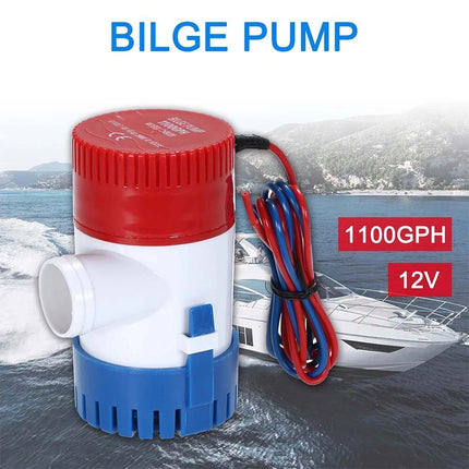 12V 1100GPH Marine Bilge Pump Electric Submersible Water Pump Boat Yacht