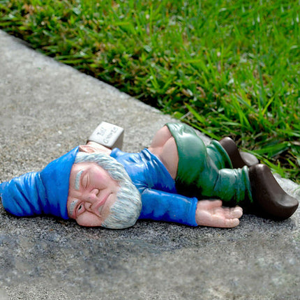 Funny Drunk Dwarf Garden Gnome Statue Rude Passed Out Patio Ornament