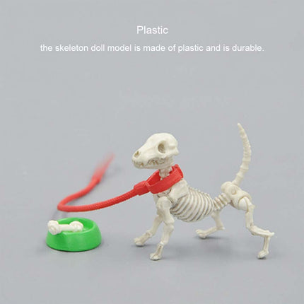 Mini Pose Skeleton Dog Animal Bones Halloween Decor Figure