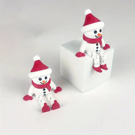 2PCS Christmas 3D Printed Snowman Flexible Festive Tabletop Xmas Gift