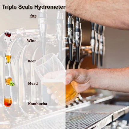 Home Brew Wine Hydrometer Set – Triple Scale Alcohol Tester & Test Jar
