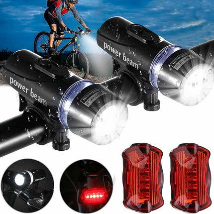 2X Bike Light Set Front Rear 5 LED Bicycle Tail Lights Waterproof