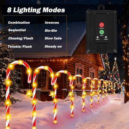 5IN1 Red Solar Christmas LED Lights Candy Cane Path Garden Decor