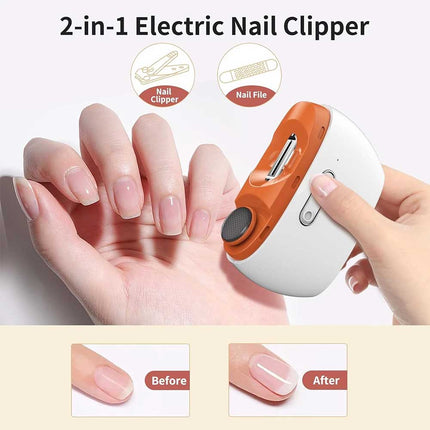 2 in 1 Electric Nail Clippers Automatic Safe Manicure Trimmer Cutter