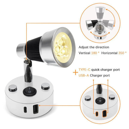 12V 24V Reading Light 3W LED RV Interior USB Type-C Caravan Boat Lamp