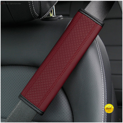 Car Seat Belt Shoulder Pad 2PCS Leather Embossed Soft Comfortable Cover