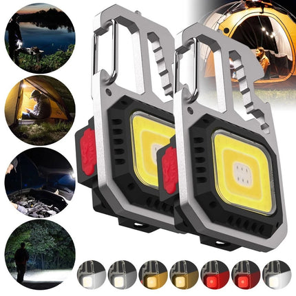 1x USB Rechargeable LED COB Work Light Mini Magnetic Keychain Torch Lamp
