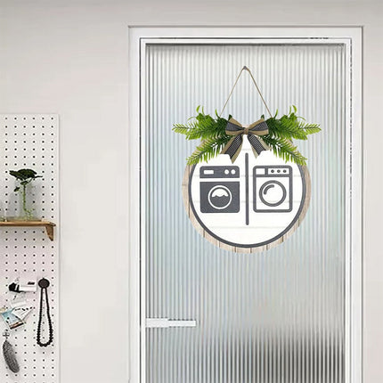 Wooden Laundry Room Sign, Washing Machine Wall Decor for Bathroom