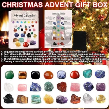 Christmas Crystal Advent Calendar 2025, 24 Healing Crystals Countdown Box