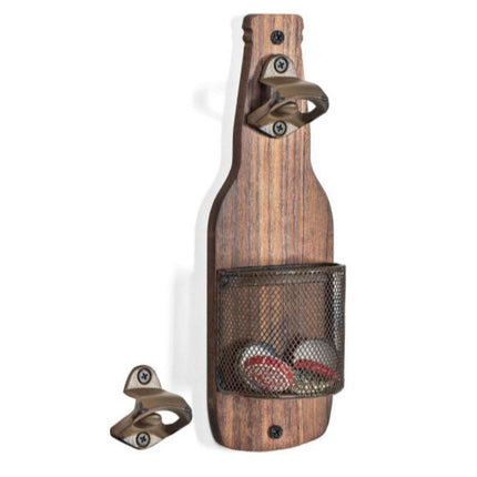 Wall-Mounted Beer Bottle Opener with Cap Catcher for Kitchen & Bar