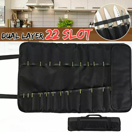 Portable Chef Knife Roll Carry Bag with Kitchen Tool Storage Organizer