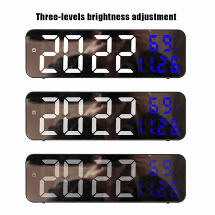 LED Digital Wall Clock, Large Screen with Time, Temperature & Humidity Display