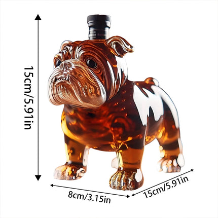 Funny Bulldog-Shaped Whiskey Bottle, Unique Glass Liquor Decanter