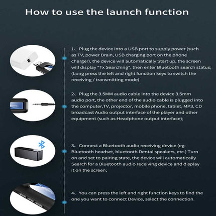 4-in-1 Bluetooth 5.0 Wireless Audio Adapter with 3.5mm & USB for TV/Car