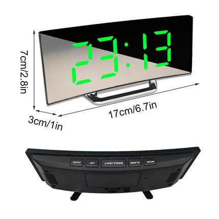 7 Inch Curved LED Digital Alarm Clock Dimmable Electronic Desktop Clock