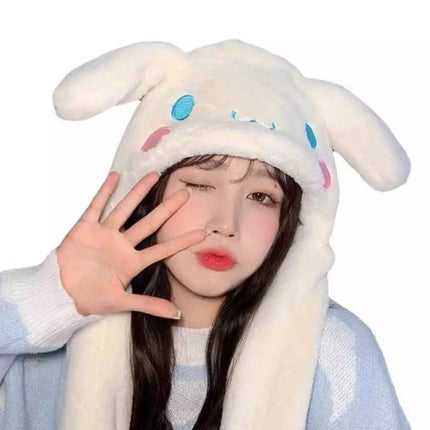 Cute Soft Plush Cap with Moving Ears, Cosplay Hat for Girls Xmas Gift