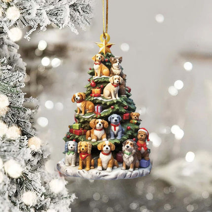 Christmas Tree Dog Acrylic Ornament Gift for Dog Lover Xmas Car Decor