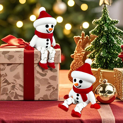 2PCS Christmas 3D Printed Snowman Flexible Festive Tabletop Xmas Gift