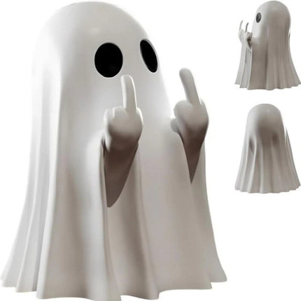 Funny Middle Finger Ghost Statue 9CM Halloween Resin Figurine Home Decor