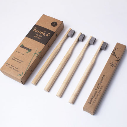4-Pack Eco Gray Bamboo Toothbrush with Ultra Dense Bristles