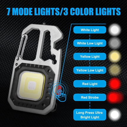 1x USB Rechargeable LED COB Work Light Mini Magnetic Keychain Torch Lamp