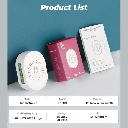 Smart WiFi Ceiling Fan Switch Tuya Wireless APP Remote Controller On Off