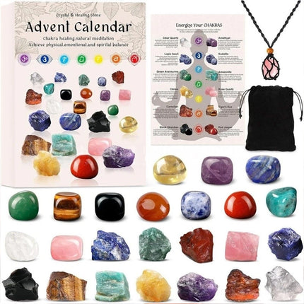 Christmas Crystal Advent Calendar 2025, 24 Healing Crystals Countdown Box