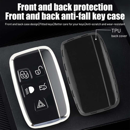 For Land Rover Range Rover Sport Evoque Jaguar Key Fob Cover, Protective Silicone/Leather Shell Case with Keyring