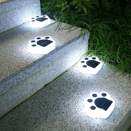 4Pcs Animal Bear Paw Solar Garden Lights, Waterproof Outdoor Yard Lamp