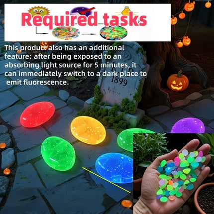 200PCS Glow in the Dark Garden Stones Luminous Outdoor Decoration Gifts