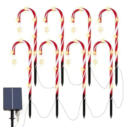 5IN1 Red Solar Christmas LED Lights Candy Cane Path Garden Decor