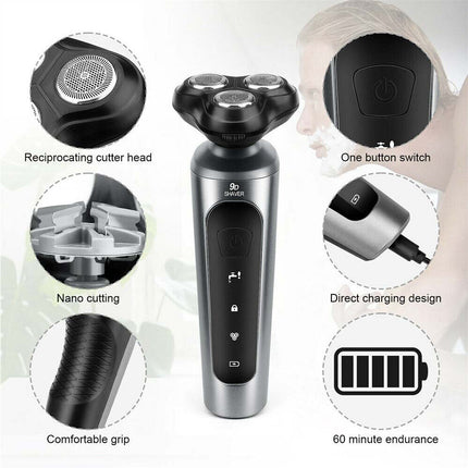 Men's Cordless Electric Rotary Shaver, Wet/Dry USB Rechargeable