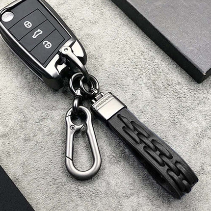 Premium Genuine Leather Car Key Keyring & Stylish Keychain