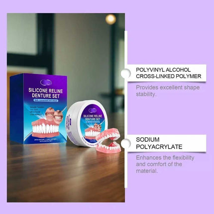 Comfort Fit Silicone Denture Set Temporary Teeth Veneers Dentures