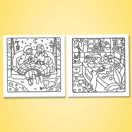 Cozy Girl & Friends Adult Coloring Book – Bold & Easy Patterns for Stress Relief
