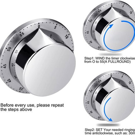 Magnetic Mechanical Kitchen Timer Loud Alarm Chef Cooking Clock