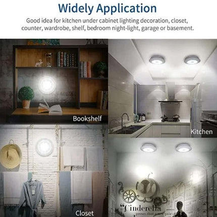 3Pcs LED Under Cabinet Lights with Remote, Dimmable Timer Battery Operated White