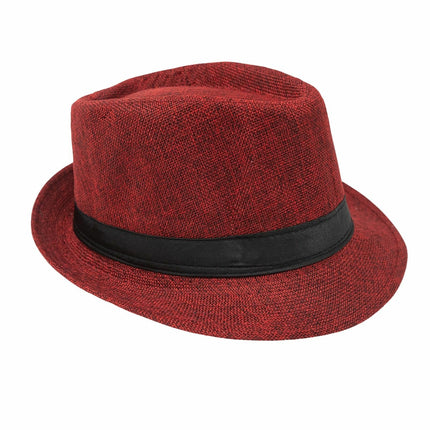 Men Women Summer Fedora Hat Straw Trilby Beach Sun Panama Cap Brim