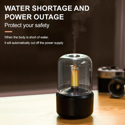 Vintage Black USB Plug-In Candlelight Aroma Diffuser Humidifier 120ml