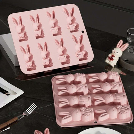 8-Grid Easter Bunny Baking Molds, Food Grade Baking Tools for Cakes