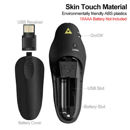 Wireless Presentation Remote with Laser Pointer & Mouse Clicker Control