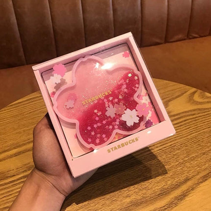 Sakura Glitter Coaster Set, Resin Sparkling Cup Mat, Drink Coaster Gift