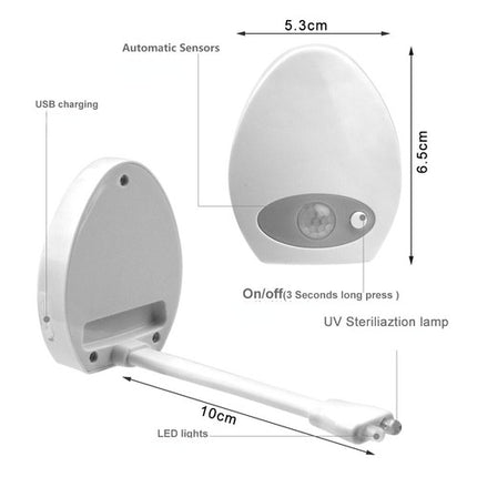 16 Colors USB Toilet Bowl Night Light with UV & Motion Sensor, Waterproof