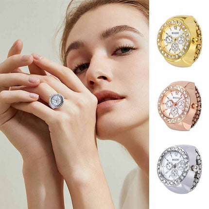 Bling Women's Finger Ring Watch, Analog Quartz Ring Watch