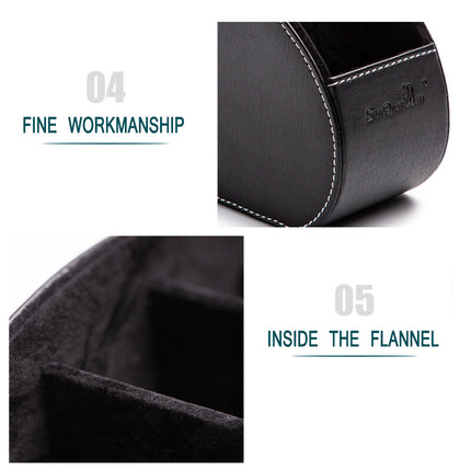 PU Leather Remote Control Holder Storage Box Phone TV Desk Organizer Home