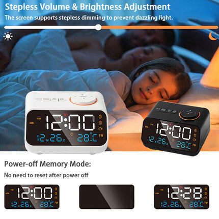 LED Digital Alarm Clock with Calendar, Temperature, FM Radio & Snooze