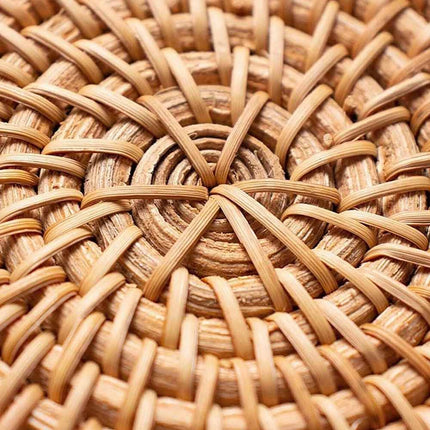 6-Piece Rattan Coaster Set with Base, Heat Resistant Autumn Cup Mats