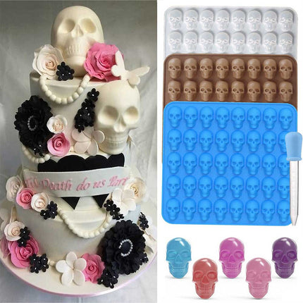 40 Cavity Silicone Halloween Skull Gummy Candy Jelly Mold Ice Tray