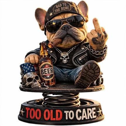 Funny Resin Bulldog Nodding Head Dashboard Bobblehead Too Old To Care