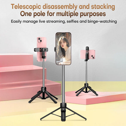 Bluetooth Wireless Selfie Stick Tripod Extendable with Fill Light Universal